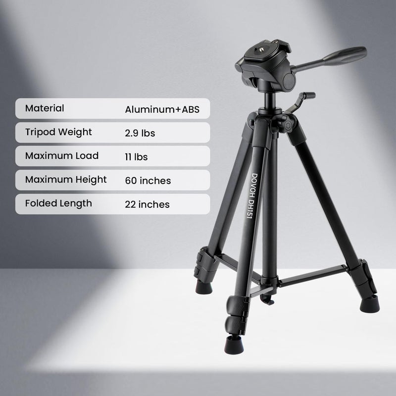 DOVOH Heavy Duty Tripod for Laser Level, Adjustable Height for Camera with Bubble Level 1/4"-20 Screw Mount, DH151 - Image 4